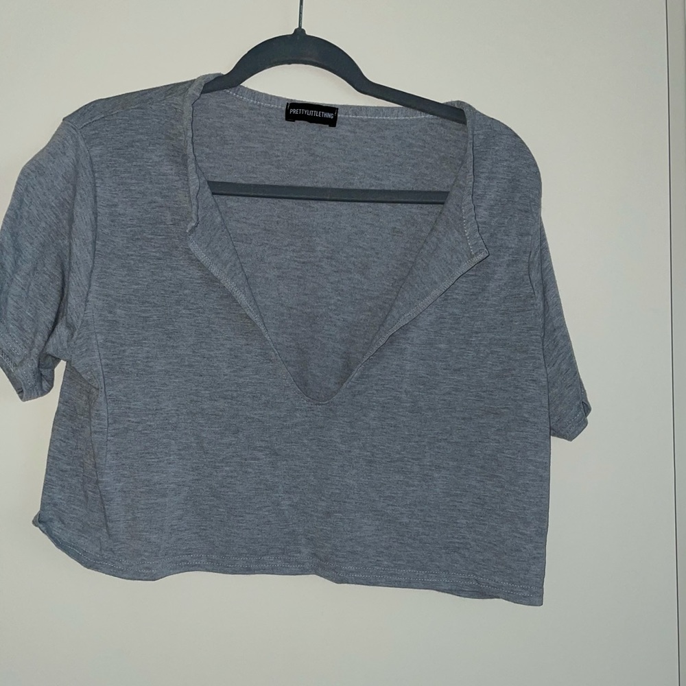 Pretty little thing crop deep v neck top